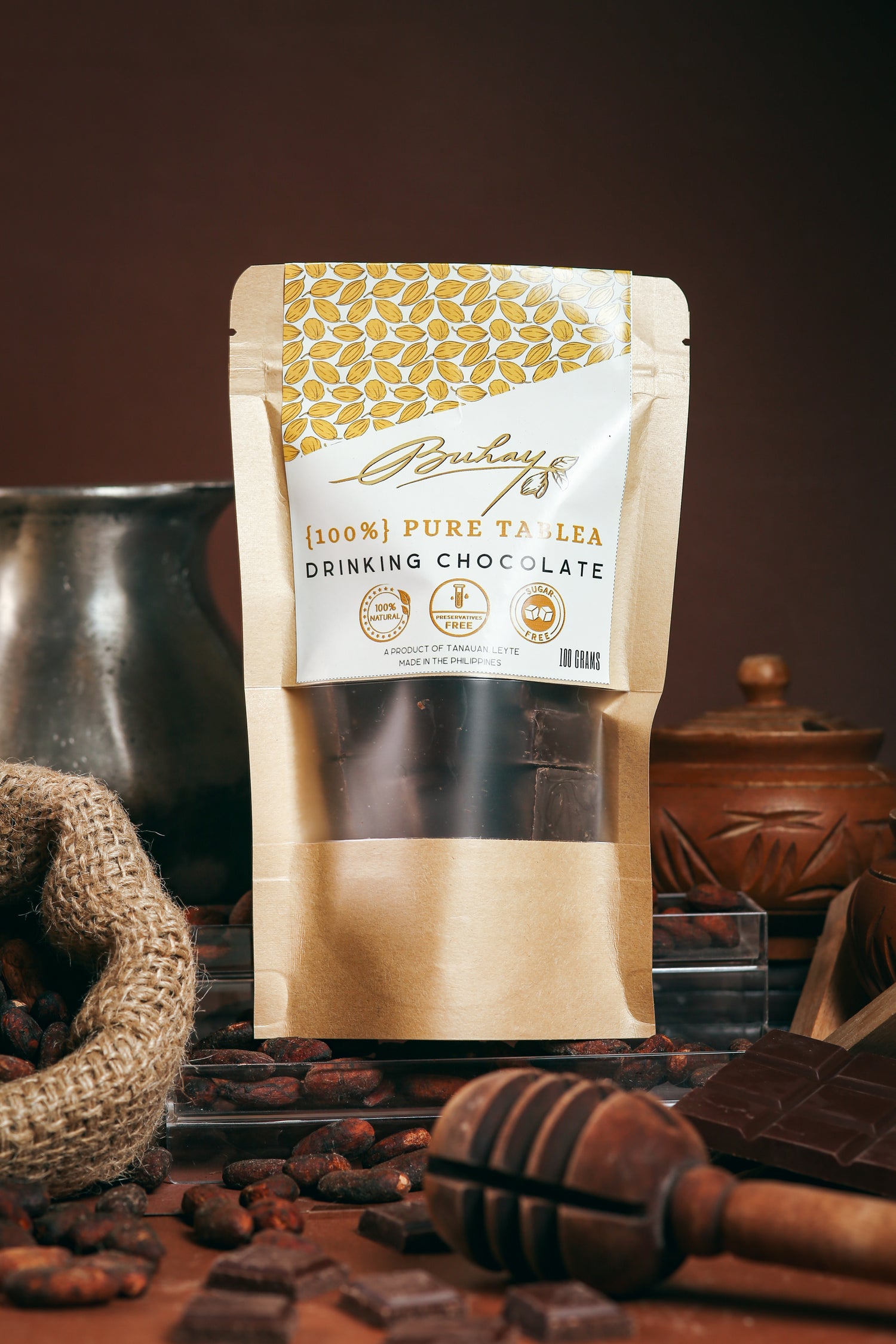 The original Buhay Pure Tablea from Tanauan, Leyte. This handcrafted and made with love chocolate cubes that is perfect in making a hot chocolate drink.